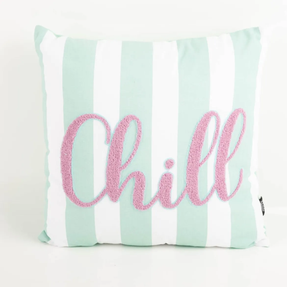Dekokissen Streifen weiß mint Tuftung "Chill" lila 45x45cm
