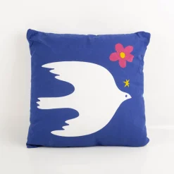 Dekokissen Vogel blau weiß 50x50cm
