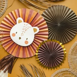 Deko Rosetten Löwe 3er Set Papier bunt verschieden groß