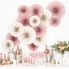 Deko Rosetten Wellenkante mit Perforierung Papier 3er Set rosa verschiedene Größen