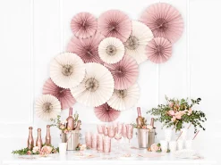 Deko Rosetten Wellenkante mit Perforierung Papier 3er Set rosa verschiedene Größen