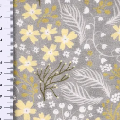 Dekostoff Basalt Blumen Gräser grau gelb 1,40m Breite