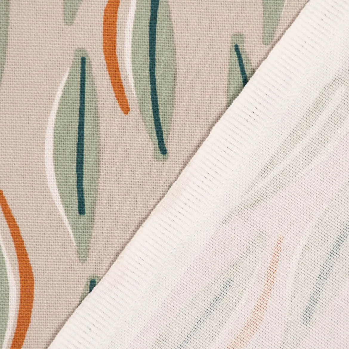 Dekostoff Baumwolle Canvas Cojio Blätter abstrakt beige grün 1,5m Breite