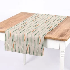 Dekostoff Baumwolle Canvas Cojio Blätter abstrakt beige grün 1,5m Breite