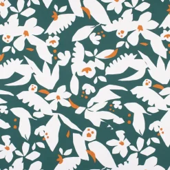 Dekostoff Baumwolle Canvas Ewazi Blätter Blumen abstrakt grün ecru 1,5m Breite