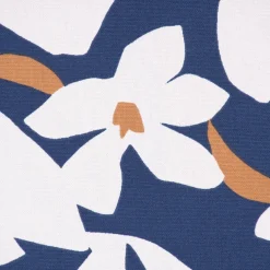 Dekostoff Baumwolle Canvas Ewazi Blätter Blumen abstrakt blau ecru 1,5m Breite