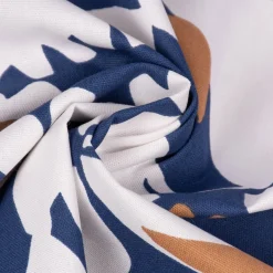 Dekostoff Baumwolle Canvas Ewazi Blätter Blumen abstrakt blau ecru 1,5m Breite