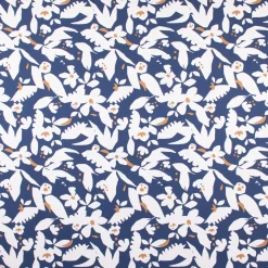 Dekostoff Baumwolle Canvas Ewazi Blätter Blumen abstrakt blau ecru 1,5m Breite