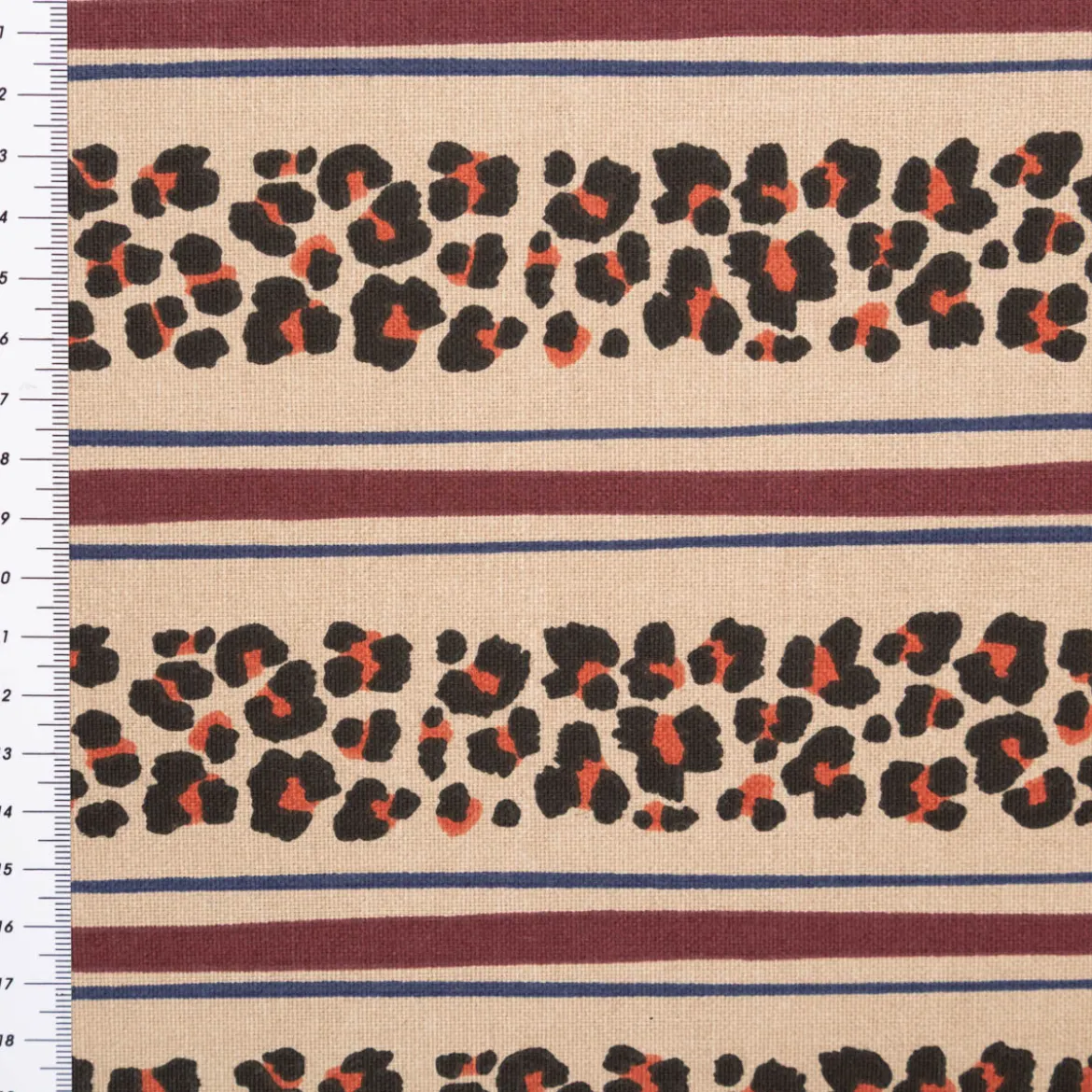 Dekostoff Baumwolle Canvas Halbpanama Leoli2 Leo Streifen beige bordeaux 1,50m Breite