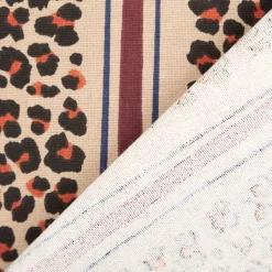 Dekostoff Baumwolle Canvas Halbpanama Leoli2 Leo Streifen beige bordeaux 1,50m Breite