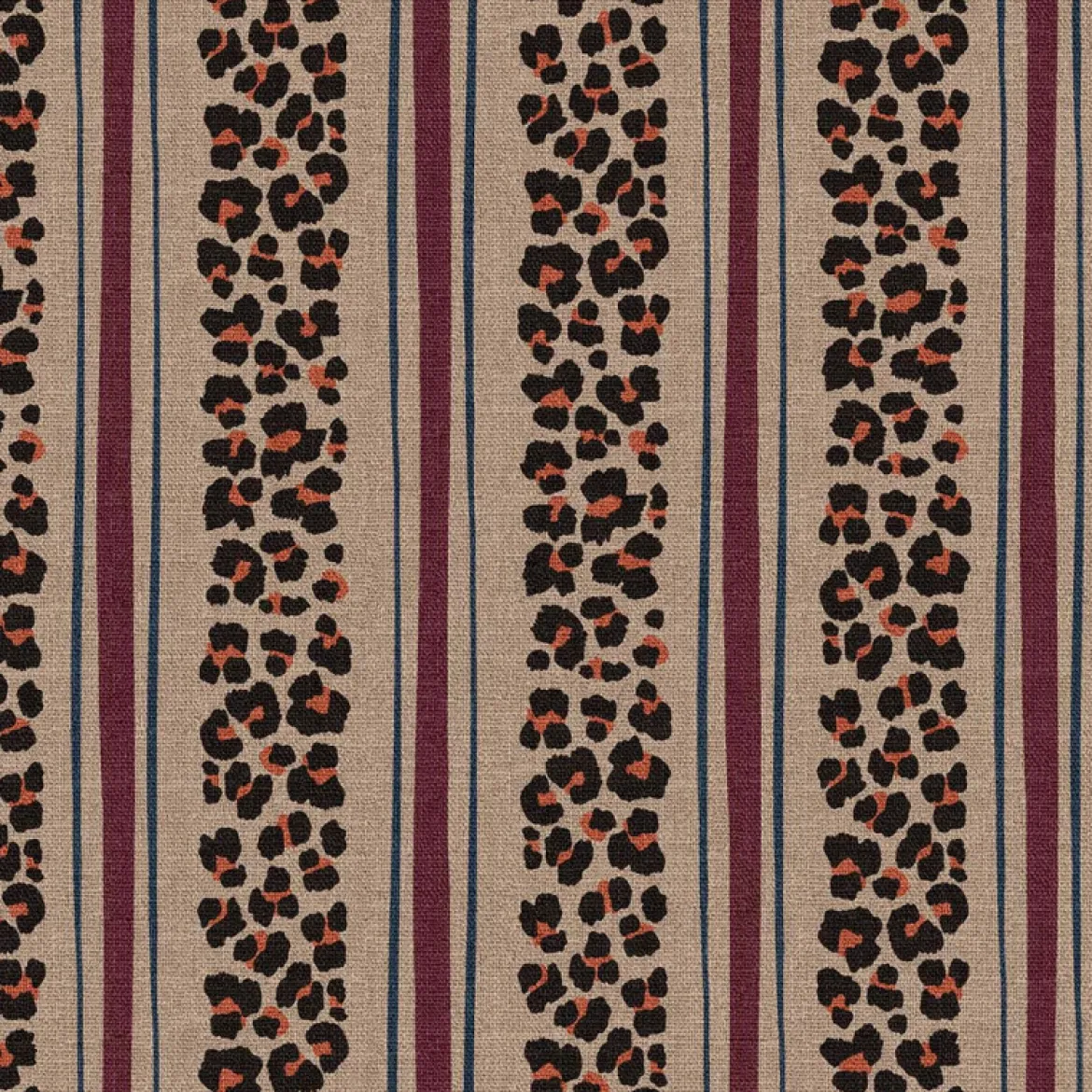 Dekostoff Baumwolle Canvas Halbpanama Leoli2 Leo Streifen beige bordeaux 1,50m Breite