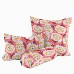 Dekostoff Baumwolle Canvas Laetizia Blumen abstrakt groß rot rosa 1,5m Breite