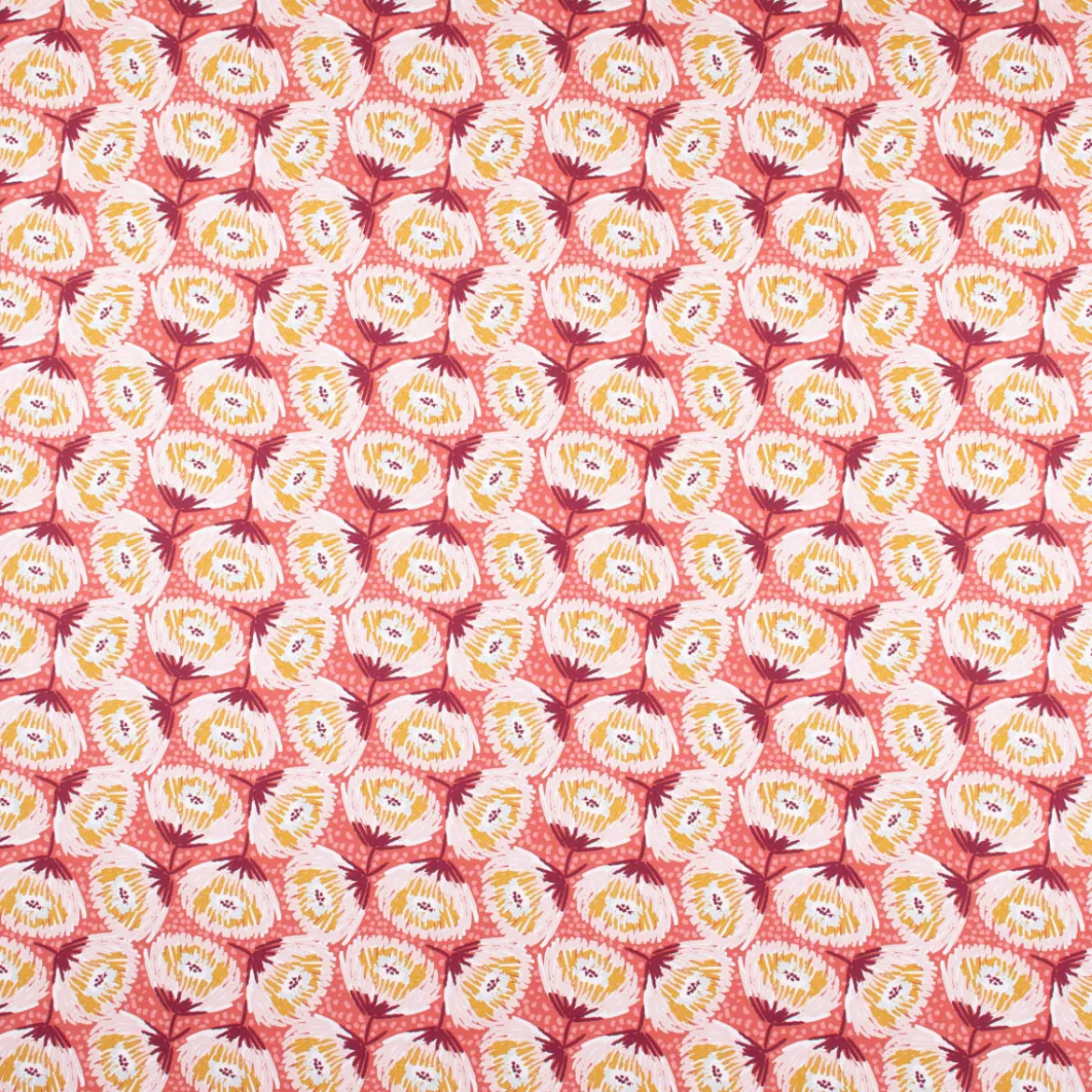 Dekostoff Baumwolle Canvas Laetizia Blumen abstrakt groß rot rosa 1,5m Breite
