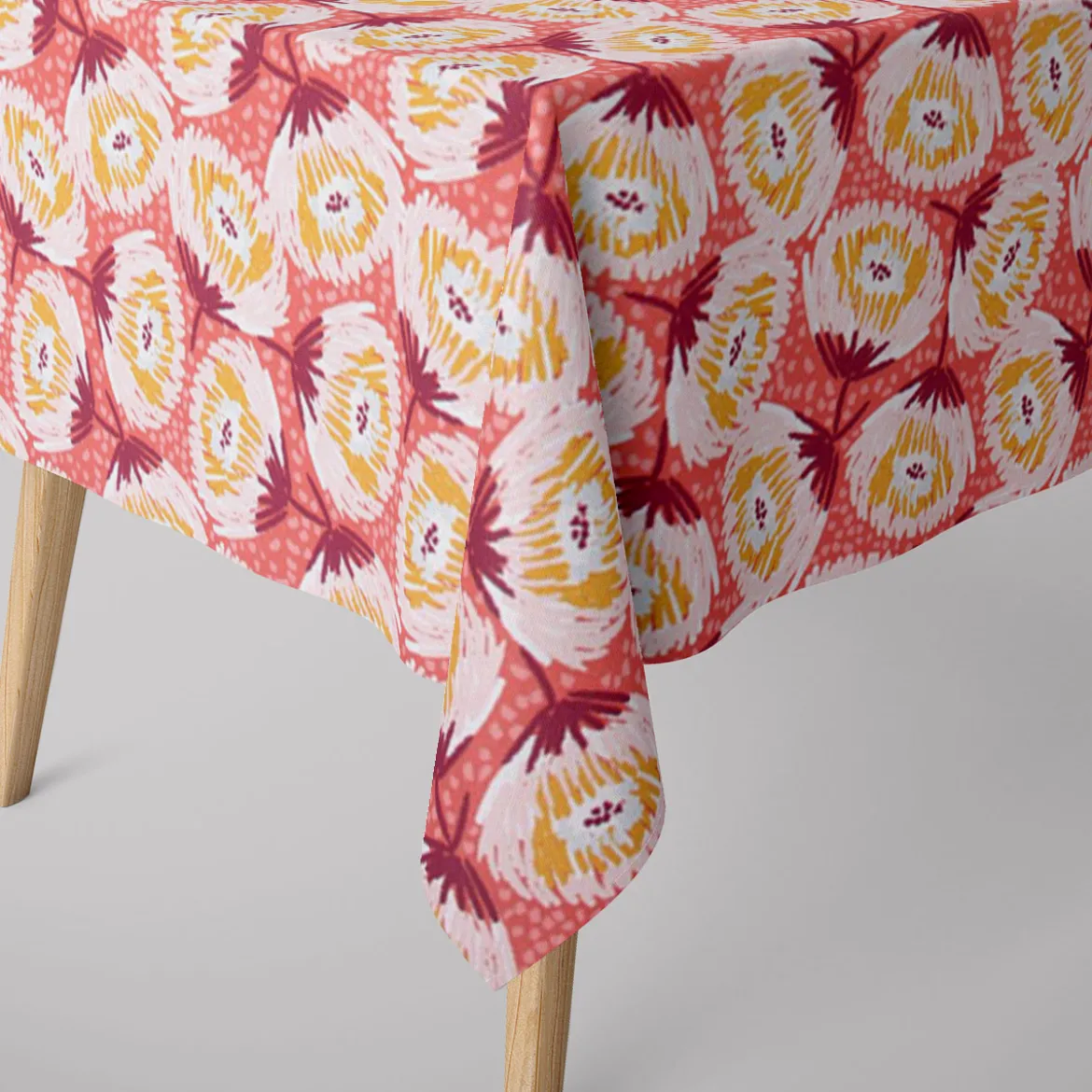 Dekostoff Baumwolle Canvas Laetizia Blumen abstrakt groß rot rosa 1,5m Breite