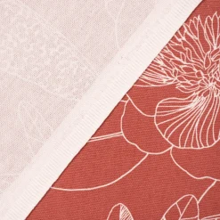 Dekostoff Baumwolle Canvas Orkeo Blumen Blätter Zeichnung marsala-rot weiß 1,5m Breite