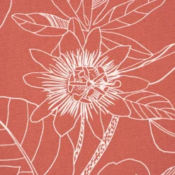 Dekostoff Baumwolle Canvas Orkeo Blumen Blätter Zeichnung marsala-rot weiß 1,5m Breite
