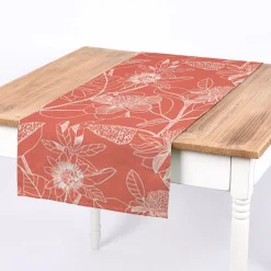 Dekostoff Baumwolle Canvas Orkeo Blumen Blätter Zeichnung marsala-rot weiß 1,5m Breite