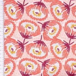 Dekostoff Baumwolle Canvas Tesaya Blumen abstrakt klein rosa rot 1,5m Breite
