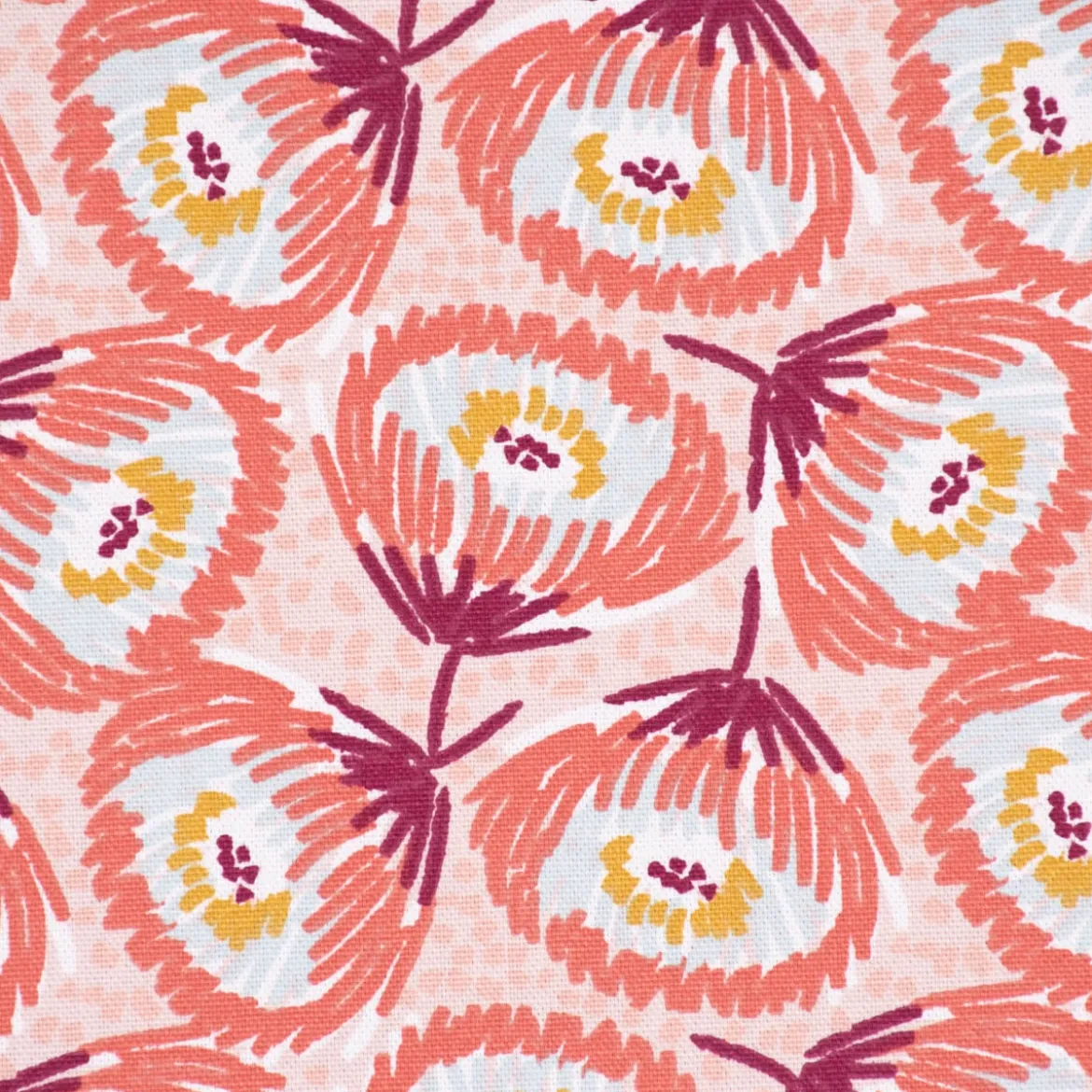 Dekostoff Baumwolle Canvas Tesaya Blumen abstrakt klein rosa rot 1,5m Breite