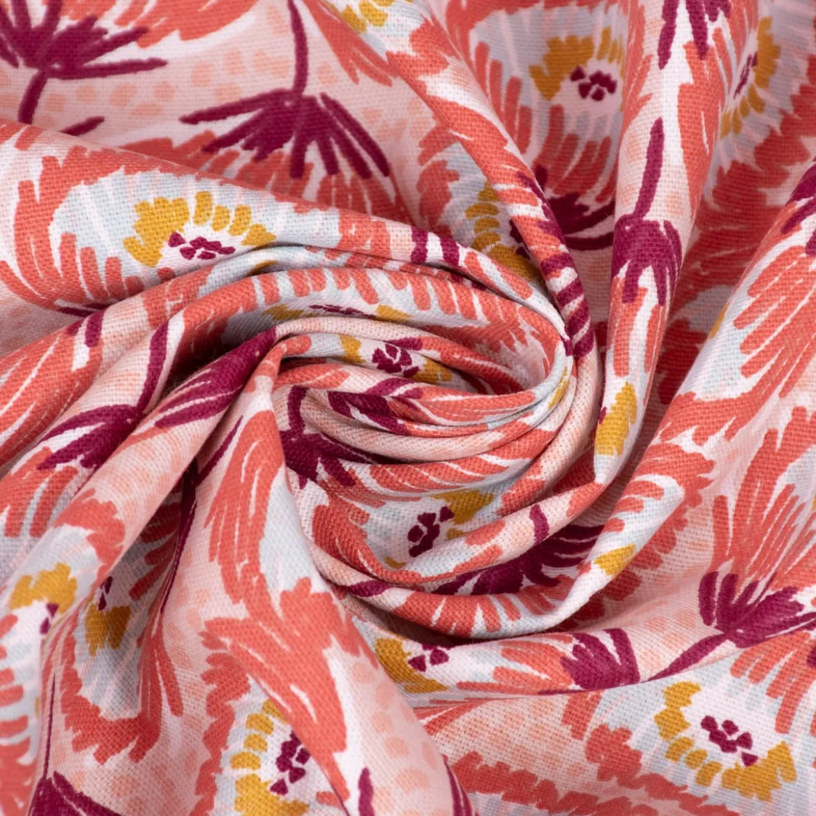 Dekostoff Baumwolle Canvas Tesaya Blumen abstrakt klein rosa rot 1,5m Breite