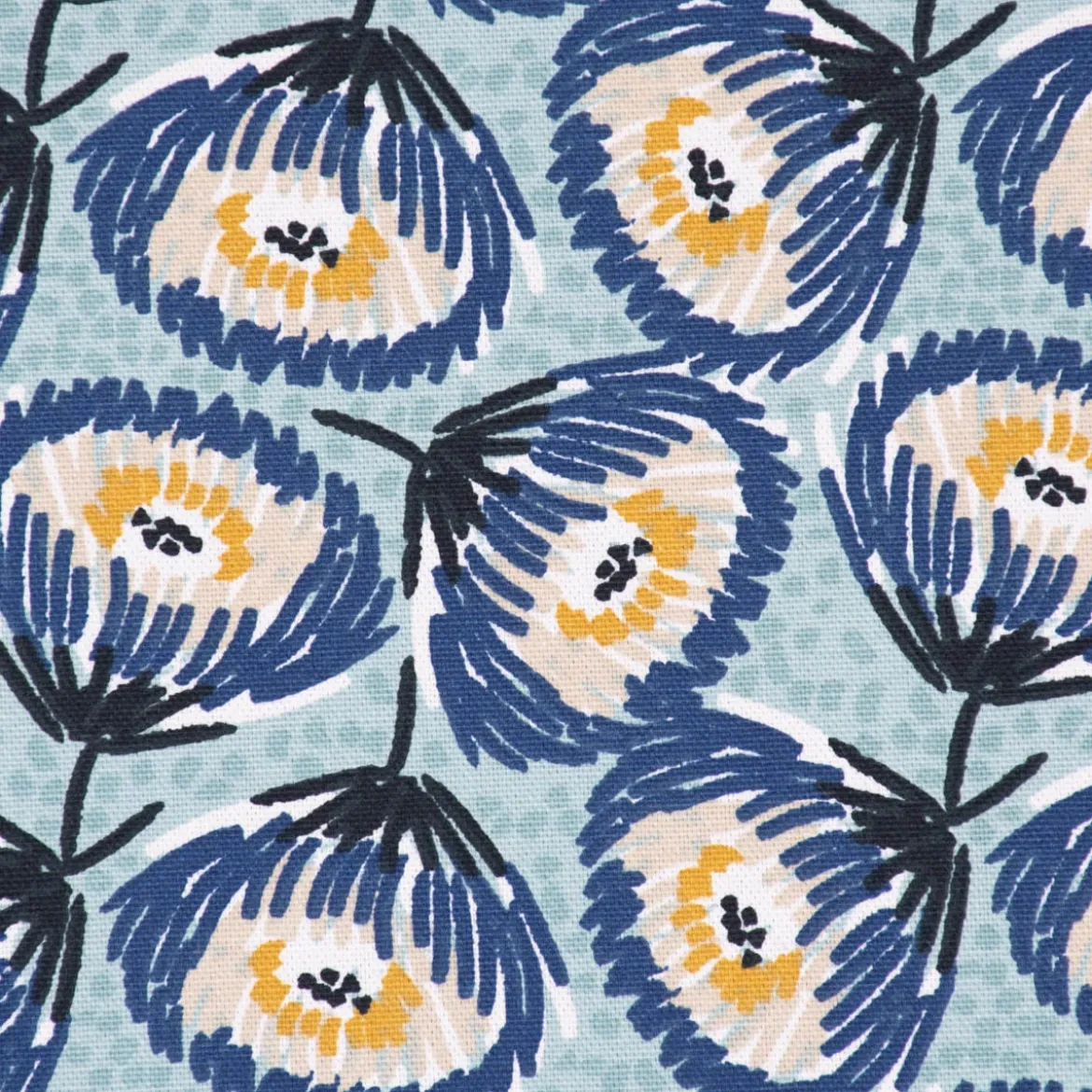 Dekostoff Baumwolle Canvas Tesaya Blumen abstrakt klein blau 1,5m Breite