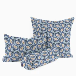 Dekostoff Baumwolle Canvas Tesaya Blumen abstrakt klein blau 1,5m Breite