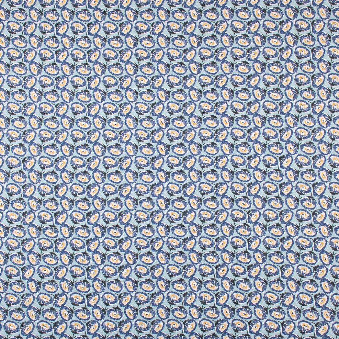 Dekostoff Baumwolle Canvas Tesaya Blumen abstrakt klein blau 1,5m Breite