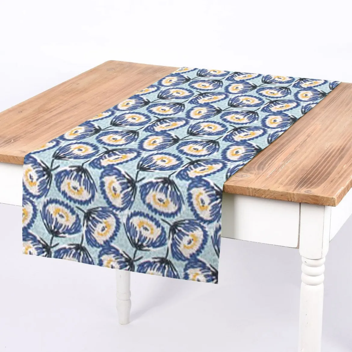 Dekostoff Baumwolle Canvas Tesaya Blumen abstrakt klein blau 1,5m Breite