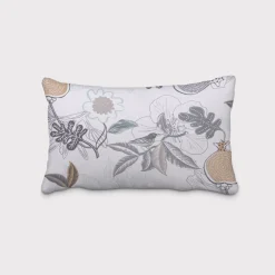 Dekostoff Baumwolle DIVALI Blumen Blüten Blätter Vogel weiß grau mint braun 1,5m Breite