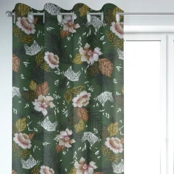 Dekostoff Baumwolle ZOOP Blumen Zebra grün braun weiß schwarz 1,5m Breite