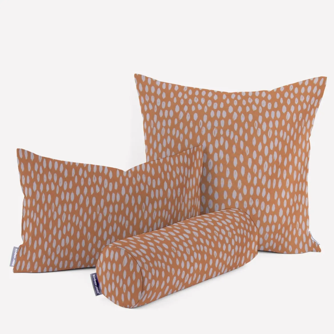 Dekostoff Baumwollstoff Bayside Tupfen Pinselstriche orange weiß 1,38m Breite