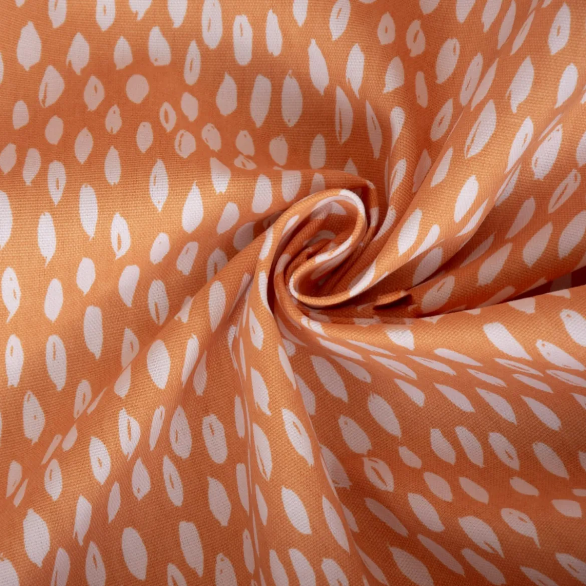 Dekostoff Baumwollstoff Bayside Tupfen Pinselstriche orange weiß 1,38m Breite