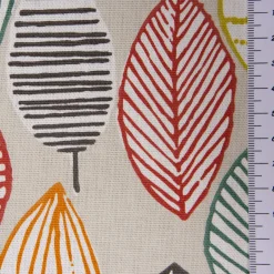 Dekostoff Baumwollstoff Canyon Blätter beige braun grün rot 1,4m Breite