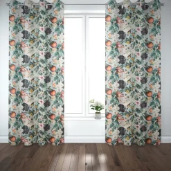 Dekostoff Baumwollstoff Canvas Stoff Vorhangstoff Digitaldruck Vintage Blumen blaugrau 1,40m Breite