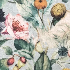 Dekostoff Baumwollstoff Canvas Stoff Vorhangstoff Digitaldruck Vintage Blumen blaugrau 1,40m Breite