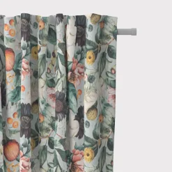 Dekostoff Baumwollstoff Canvas Stoff Vorhangstoff Digitaldruck Vintage Blumen blaugrau 1,40m Breite