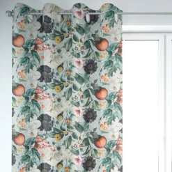 Dekostoff Baumwollstoff Canvas Stoff Vorhangstoff Digitaldruck Vintage Blumen blaugrau 1,40m Breite