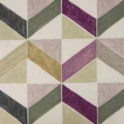 Dekostoff Baumwollstoff Dreiecke schiefe Vierecke beige taupe lindgrün flieder 1,38m Breite