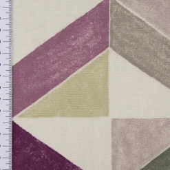 Dekostoff Baumwollstoff Dreiecke schiefe Vierecke beige taupe lindgrün flieder 1,38m Breite
