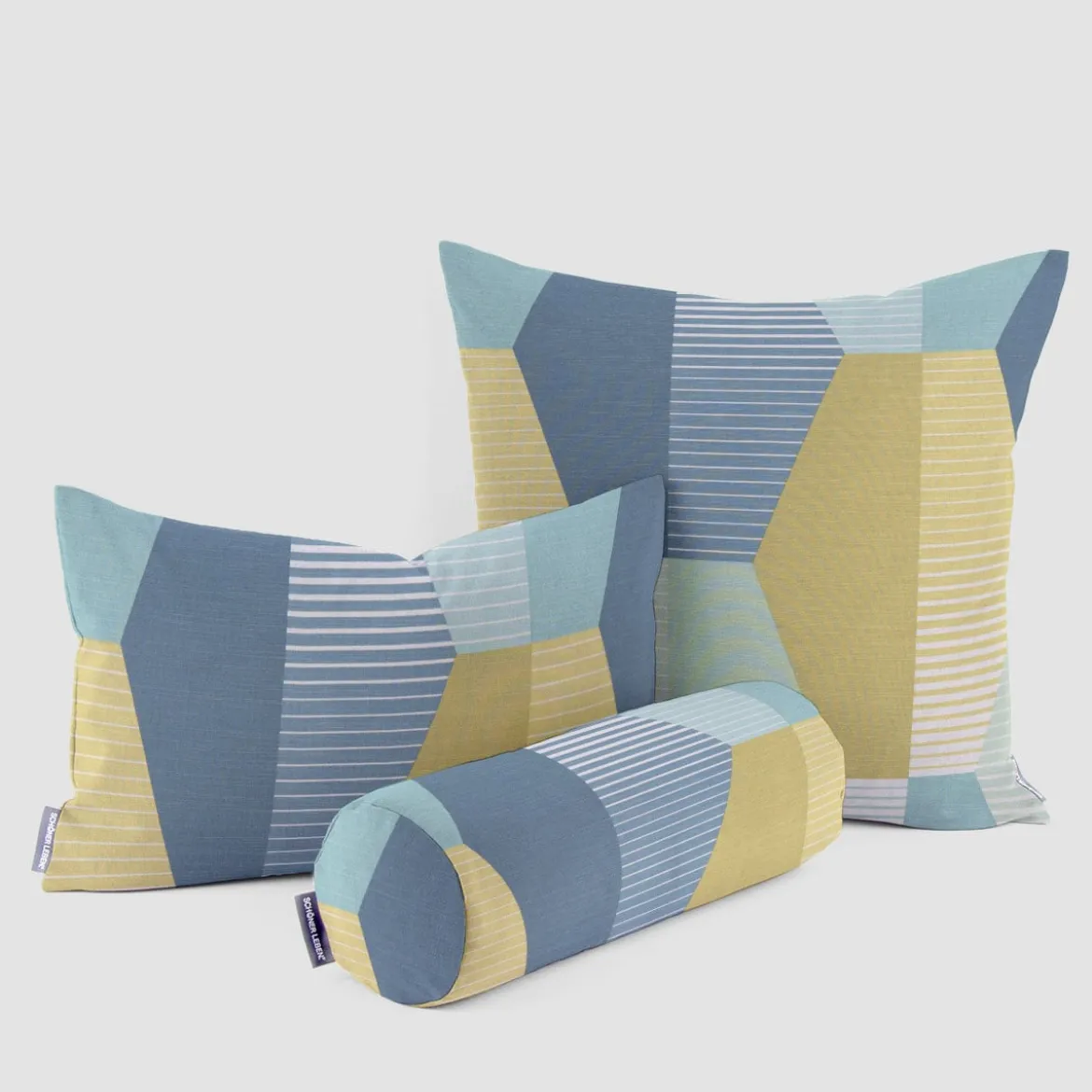 Dekostoff Baumwollstoff geometrisch Retro Sechseck blau grün weiß 1,4m Breite