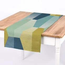 Dekostoff Baumwollstoff geometrisch Retro Sechseck blau grün weiß 1,4m Breite