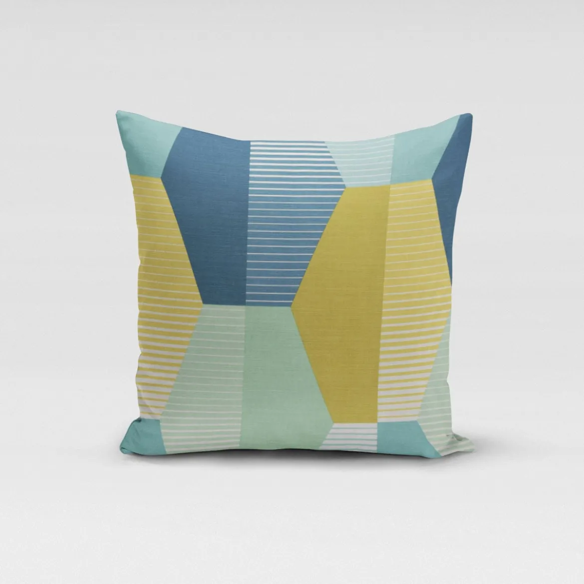 Dekostoff Baumwollstoff geometrisch Retro Sechseck blau grün weiß 1,4m Breite
