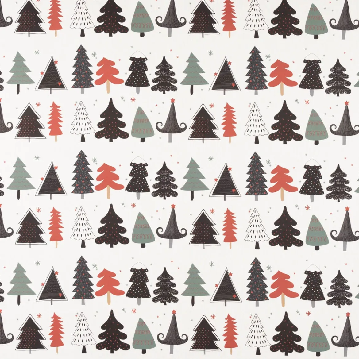Dekostoff Baumwollstoff Halbpanama Weihnachtsstoff Merry Christmas Tannenbaum Weihnachtsbaum ecru schwarz rot 1,40m Breite