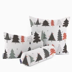 Dekostoff Baumwollstoff Halbpanama Weihnachtsstoff Merry Christmas Tannenbaum Weihnachtsbaum ecru schwarz rot 1,40m Breite