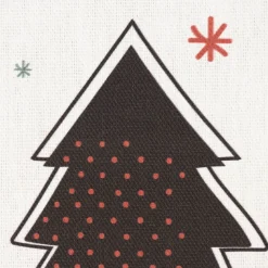Dekostoff Baumwollstoff Halbpanama Weihnachtsstoff Merry Christmas Tannenbaum Weihnachtsbaum ecru schwarz rot 1,40m Breite