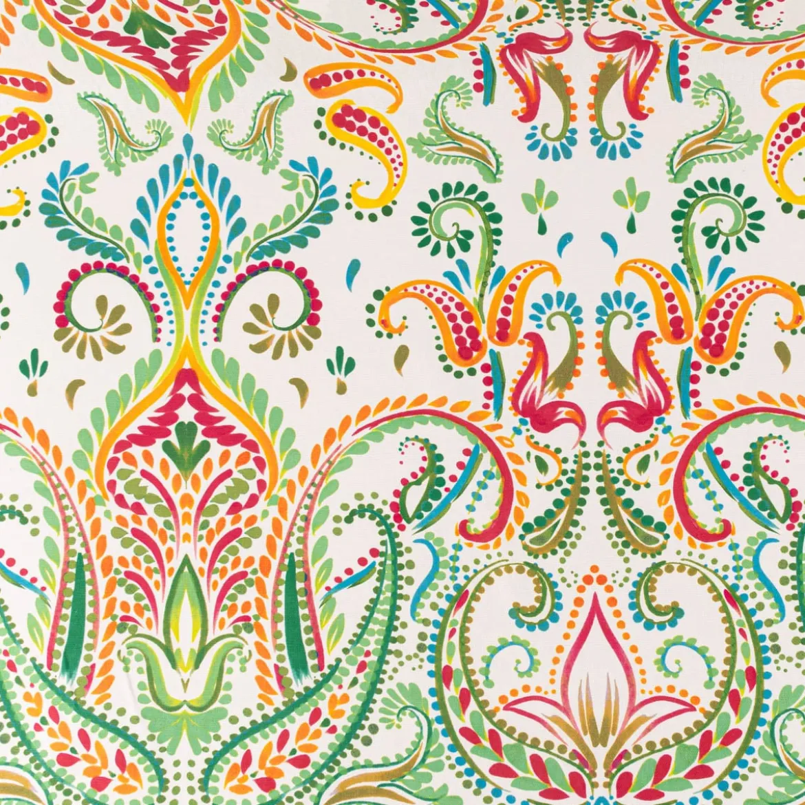 Dekostoff Baumwollstoff Halbpanama Paisley Ornamente weiß bunt 1,40m Breite