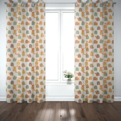 Dekostoff Baumwollstoff Halbpanama Eichhörnchen Hügel mint braun ocker orange raumhoch 2,80m Breite