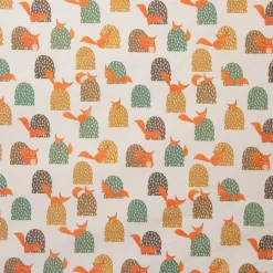 Dekostoff Baumwollstoff Halbpanama Eichhörnchen Hügel mint braun ocker orange raumhoch 2,80m Breite