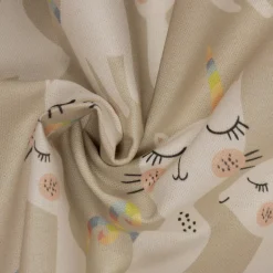 Dekostoff Baumwollstoff Halbpanama Katzen Caticorn beige pastell raumhoch 2,80m Breite