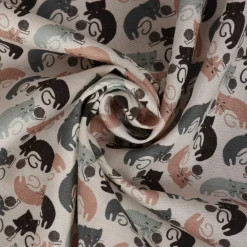 Dekostoff Baumwollstoff Halbpanama Katzen mit Wollknäuel weiß mint rosa schwarz 1,40m Breite